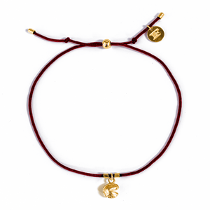 Fortune Cookie String Bracelet (Burgundy) - Gold